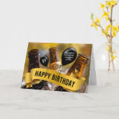 ビールおもしろい21期誕生バケツ カード (黄色い花)