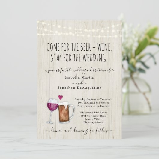 ビールおもしろい&ワインテーマ結婚式招待状 招待状 (スタンド正面)