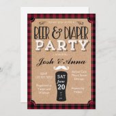 ビールおよびおむつのベビーシャワーの招待 招待状 (正面/裏面)