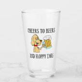 ビールおよびだらしない耳犬への応援 タンブラーグラス (正面)