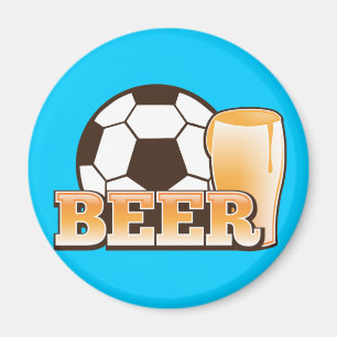 ビールおよびサッカーのフットボール マグネット
