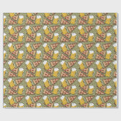 ビールおよびピザグラフィックパターン ラッピングペーパー (フラット)