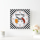 ビールおよびBratwurst - Gutenのラベル-フレンドリーな食糧 スクエア壁時計 (ホーム)