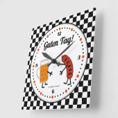 ビールおよびBratwurst - Gutenのラベル-フレンドリーな食糧 スクエア壁時計 (傾斜)