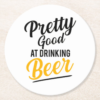 ビールかわいらしを飲むのが得意だ ラウンドペーパーコースター