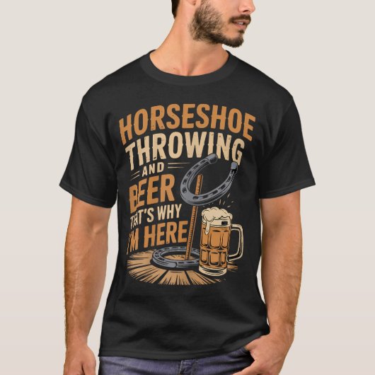 ビールがあるから Horseshoes ゲーム Ringer Horseshoe Tシャツ (正面)