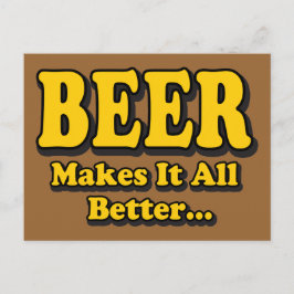 ビールがあればなんとかなる - おもしろビール愛好家のスローガン ポストカード