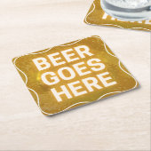 ビールがここコースターに スクエアペーパーコースター (アングル)