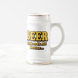 ビールがすべてを良くする - 面白いビール愛好家のスローガン ビールジョッキ