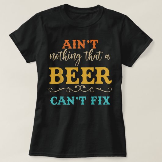 ビールがビールを飲み込めないおもしろいのは嫌だ Tシャツ (デザイン正面)
