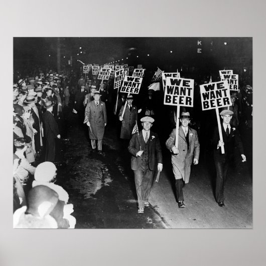 ビールが欲しい！禁止の抗議， 1931ヴィンテージ ポスター (正面)