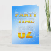 ビールたっぷりの第62回バースデーパーティーの招待状 招待状 (正面)