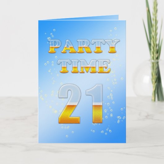 ビールたっぷりの21歳の誕生日パーティの招待状 招待状 (正面)