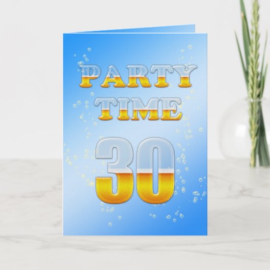 ビールたっぷりの30歳の誕生日パーティの招待状 招待状 (正面)