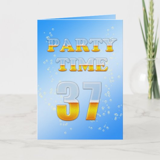 ビールたっぷりの37歳の誕生日パーティー招待状 招待状 (正面)