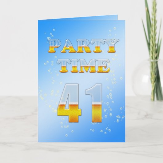 ビールたっぷりの41歳の誕生日パーティーの招待状 招待状 (正面)