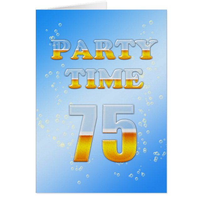 ビールたっぷりの75歳の誕生日パーティーの招待状 (正面)