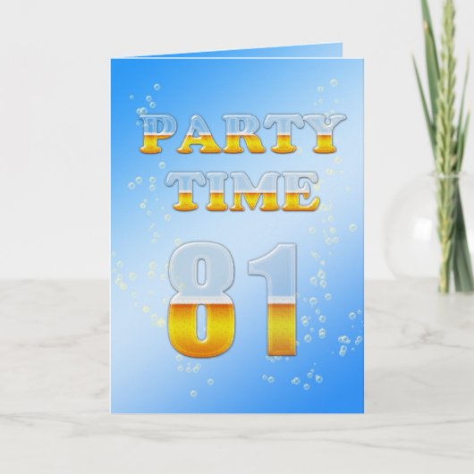 ビールたっぷりの81歳の誕生日パーティーの招待状 招待状 (正面)