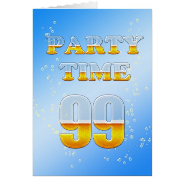 ビールたっぷりの99歳の誕生日パーティー招待状 (正面)