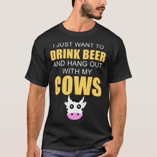 ビールつるを飲み干す Tシャツ (正面)
