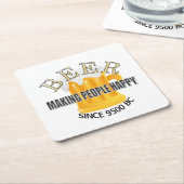 ビールづくりで人を幸せに スクエアペーパーコースター (アングル)