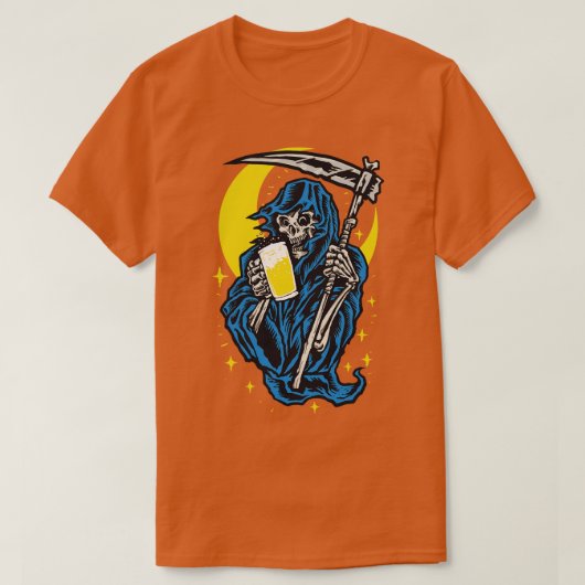 ビールで死神 Tシャツ (デザイン正面)