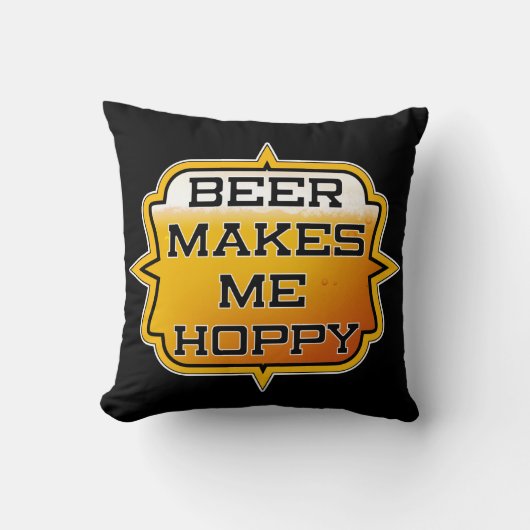 ビールで私の気分はHOPPY - スローピロー 16" x 16" (正面)