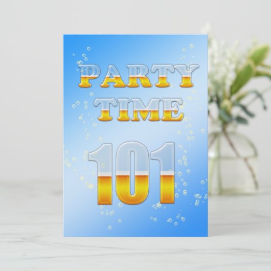 ビールで101回目の誕生日パーティーの招待状 招待状 (スタンド正面)