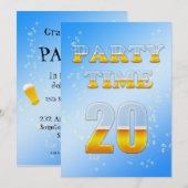 ビールで20回目の誕生日パーティーの招待状 招待状 (正面/裏面)