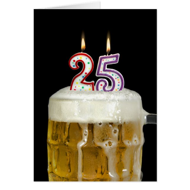 ビールで25歳の誕生日のキャンドル (正面)