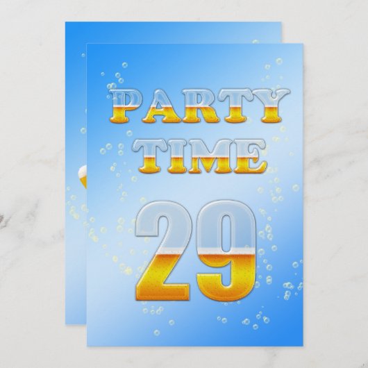 ビールで29回目の誕生日パーティーの招待状 招待状 (正面/裏面)