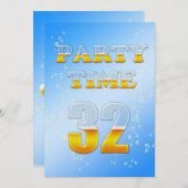 ビールで32回目の誕生日パーティーの招待状 招待状 (正面/裏面)