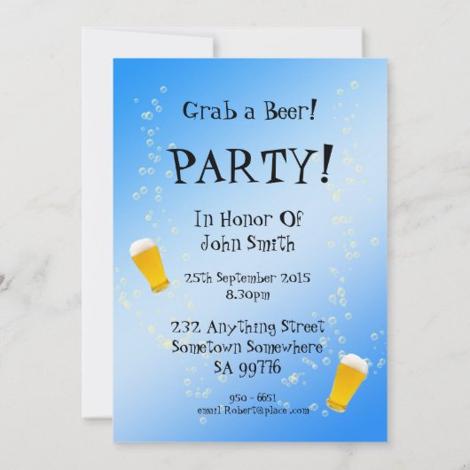 ビールで34歳の誕生日パーティーの招待状 招待状 (裏面)