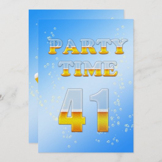ビールで41回目の誕生日パーティーの招待状 招待状 (正面/裏面)