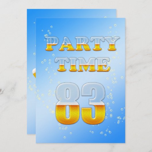 ビールで83回目の誕生日パーティーの招待状 招待状 (正面/裏面)