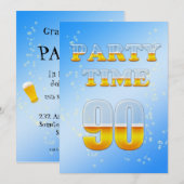 ビールで90回目の誕生日パーティーの招待状 招待状 (正面/裏面)