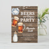 ビールとおむつパーティーウッドメンズベビーシャワー 招待状 (スタンド正面)