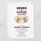 ビールとおむつベビーシャワーパーティー 招待状 (正面/裏面)