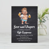 ビールとおむつ男性のおむつパーティの招待状 招待状 (スタンド正面)