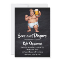 ビールとおむつ男性のおむつパーティの招待状