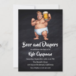 ビールとおむつ男性のおむつパーティの招待状 招待状