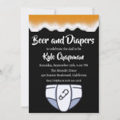 ビールとおむつ男性のおむつパーティの招待状 招待状 (正面)