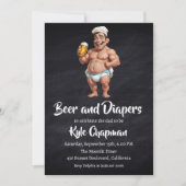 ビールとおむつ男性のおむつパーティの招待状 招待状 (正面)