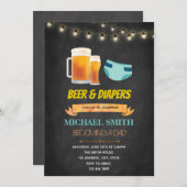 ビールとおむつ誕生日シャワーの招待状 招待状 (正面/裏面)