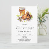ビールとウィングスのカップルシャワー招待状 招待状 (スタンド正面)
