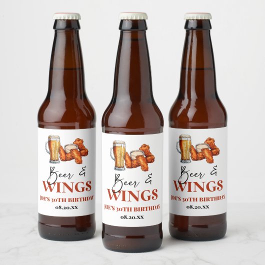 ビールとウィングスの誕生日パーティー ビールラベル (ボトル)