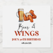 ビールとウィングスの誕生日パーティー ビールラベル (シングルラベル)