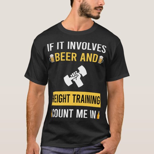 ビールとウェイトトレーニング Tシャツ (正面)