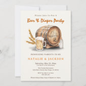 ビールとオムツ男女兼用コベビシャワー 招待状 (正面)