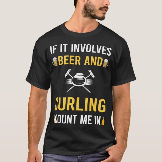 ビールとカーリング Tシャツ (正面)